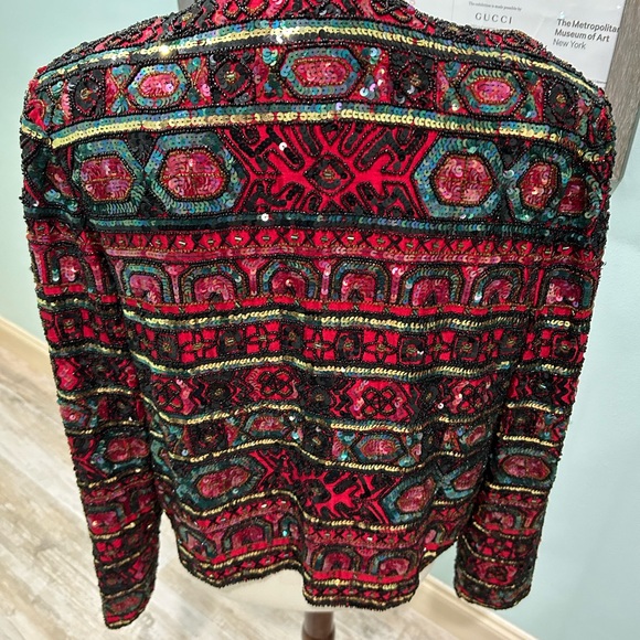 Fabulous vintage sequins jacket from Adrianna Papell in red. Size large. - Picture 10 of 13